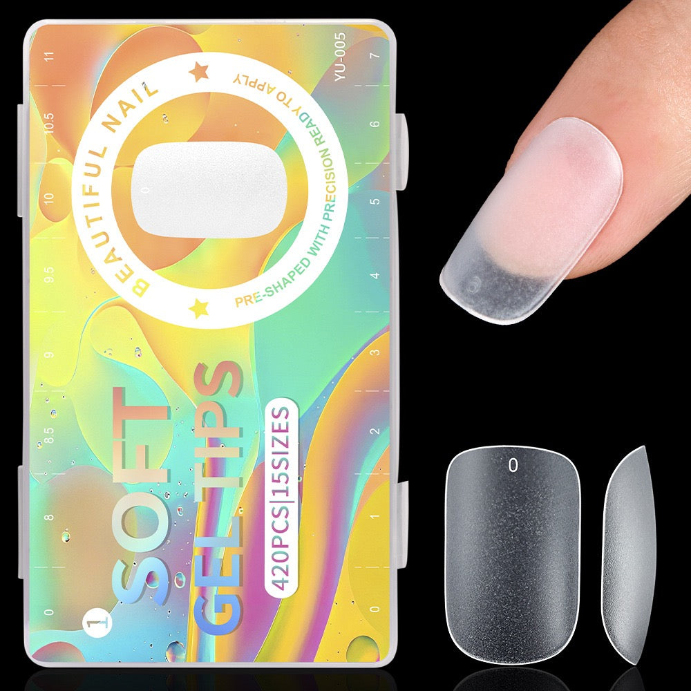 ANTINAI Double Side Matte Soft Gel Nail Tips – File-Free Pre-Buffed Full Cover False Nails for Nail Extension DIY Manicure