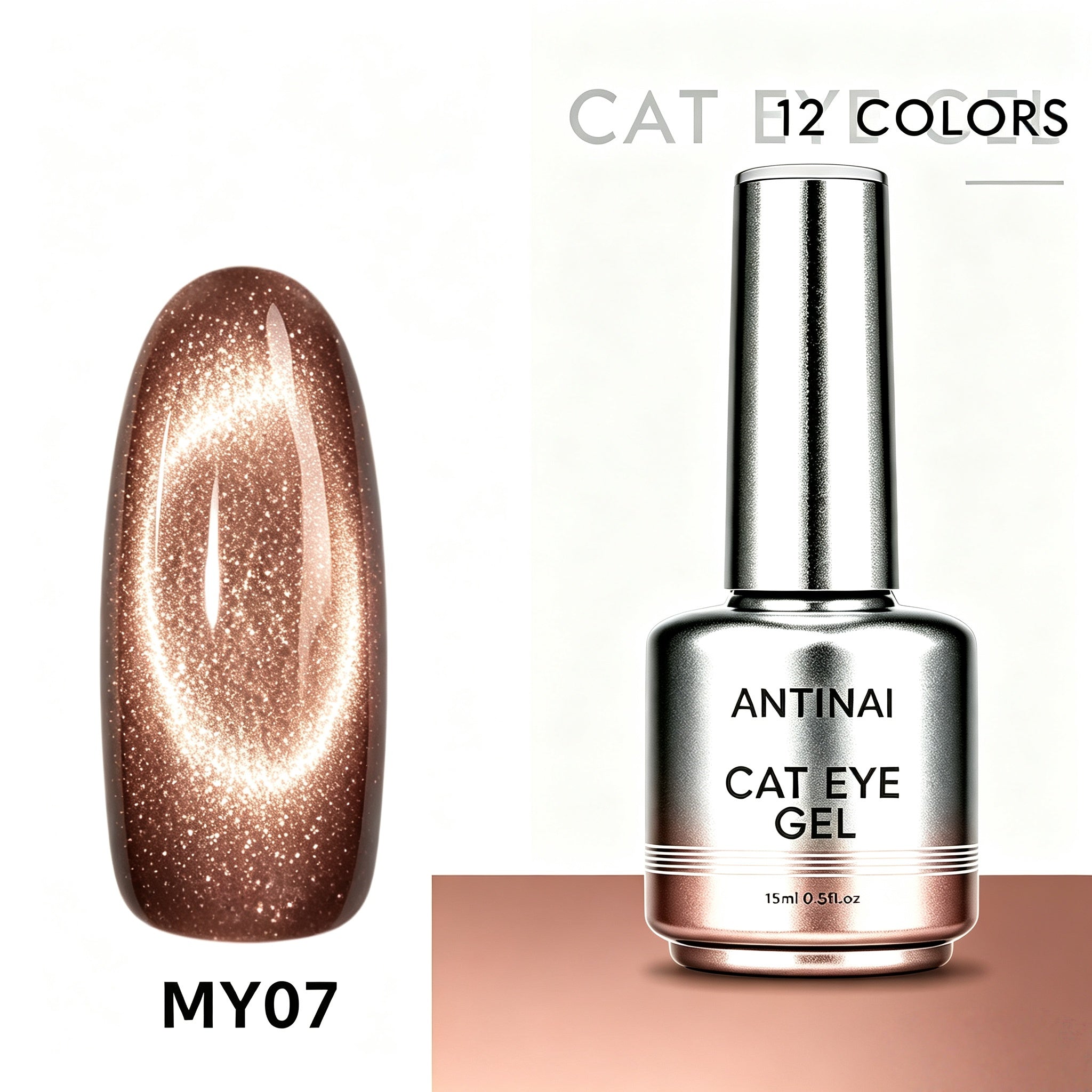 12‑Colors Jasper Magnetic Cateye Gel Polish Sparkling Glitter UV Gel Nail Art