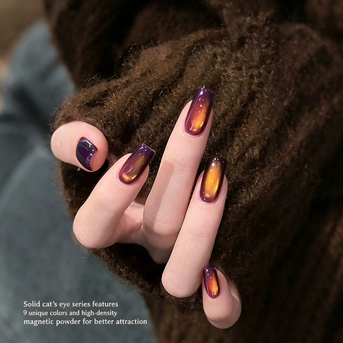 ANTINAI Nine‑Purple Fire 2.0 Solid Cat Eye Gel Palette, 9 Colors Aurora Magnetic Gel Polish