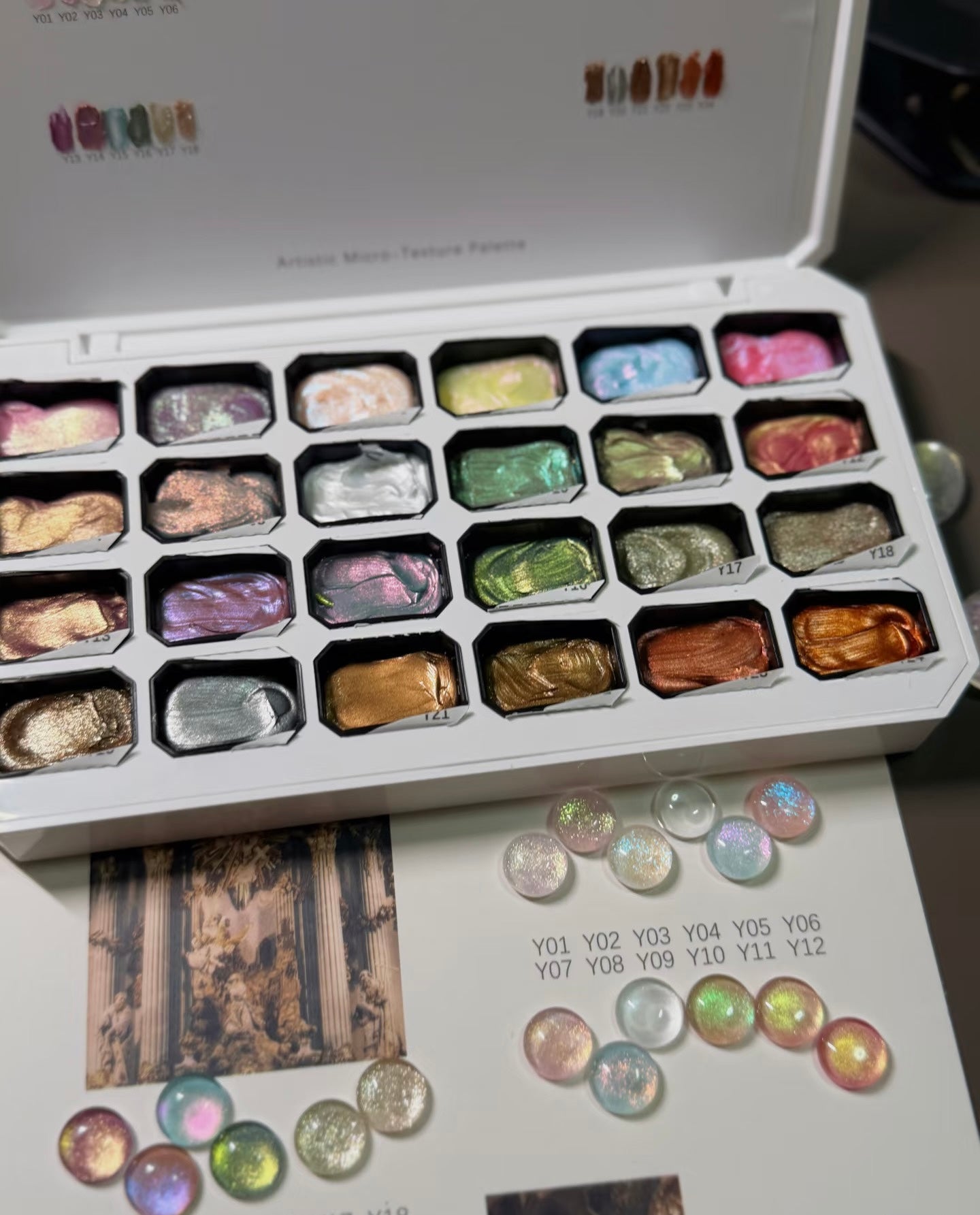 24 Colors Artistic Micro‑Texture Sculpture Gel Palette, Metallic 3D Embossing Carving UV Gel for Nail Art Manicure Decor