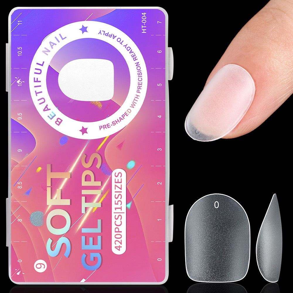 ANTINAI Double Side Matte Soft Gel Nail Tips – File-Free Pre-Buffed Full Cover False Nails for Nail Extension DIY Manicure