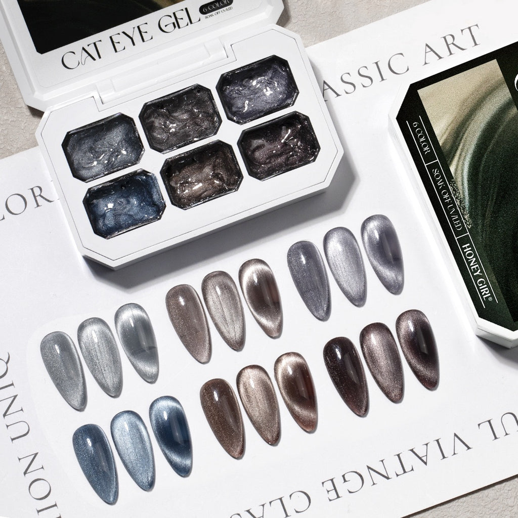 6 Colors Chameleon Cat Eye Gel Set Shiny Magnetic Nail Art UV‑LED Soak‑Off Gel Polish Kit