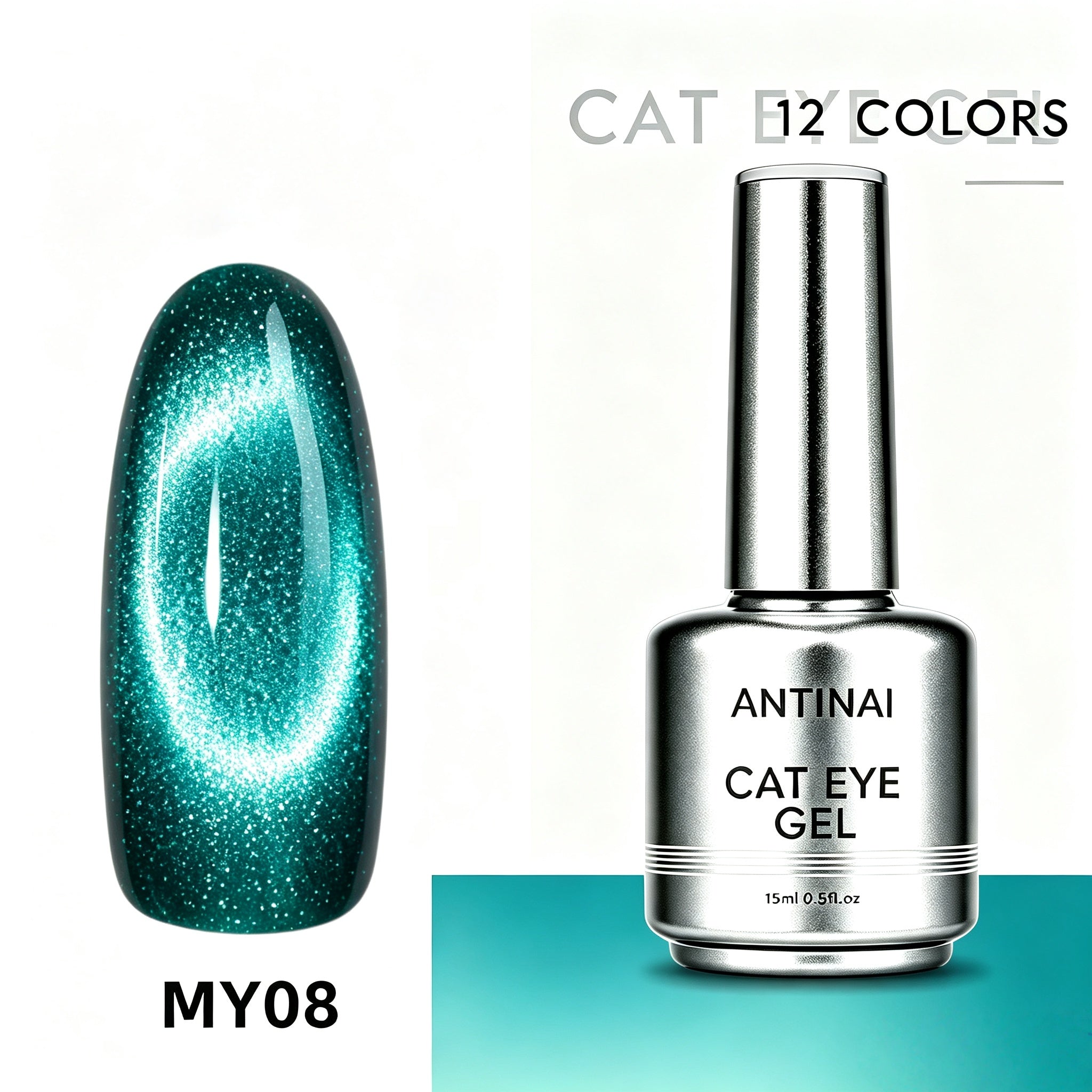 12‑Colors Jasper Magnetic Cateye Gel Polish Sparkling Glitter UV Gel Nail Art