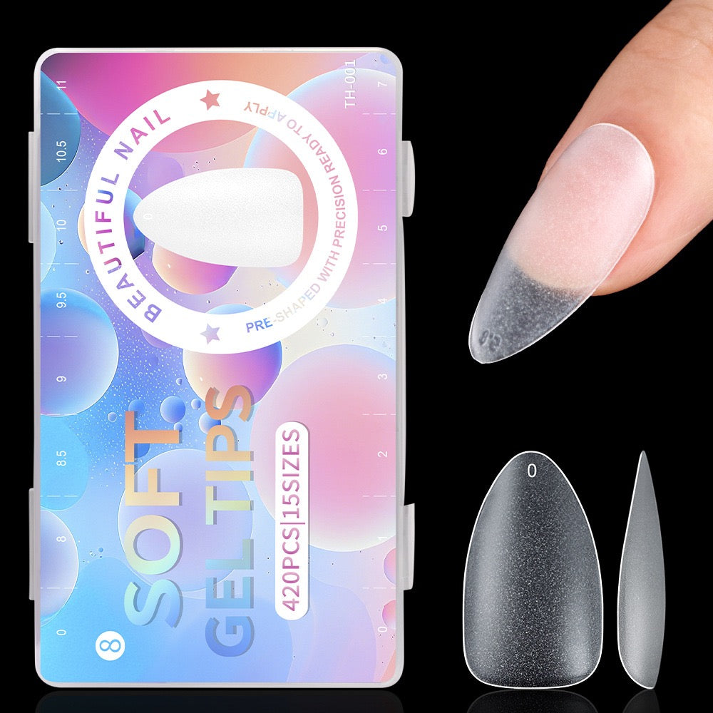 ANTINAI Double Side Matte Soft Gel Nail Tips – File-Free Pre-Buffed Full Cover False Nails for Nail Extension DIY Manicure