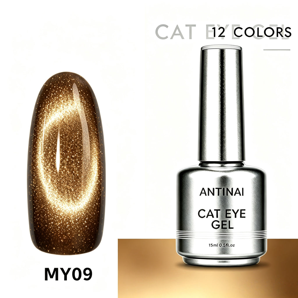12‑Colors Jasper Magnetic Cateye Gel Polish Sparkling Glitter UV Gel Nail Art