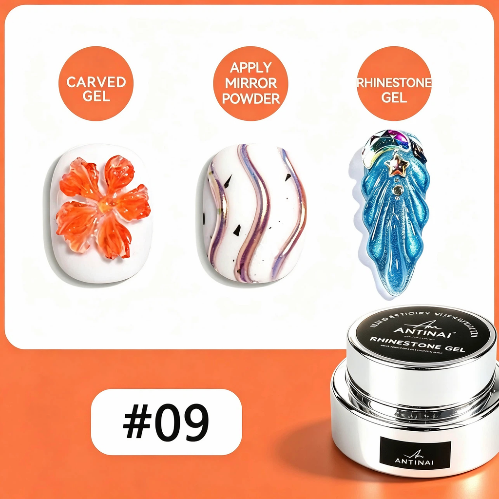 ANTINAI 12 Colors Molding Gel, 3D Sculpture Nail Art Gel, Self‑Leveling Low Odor Nail Carving Gel