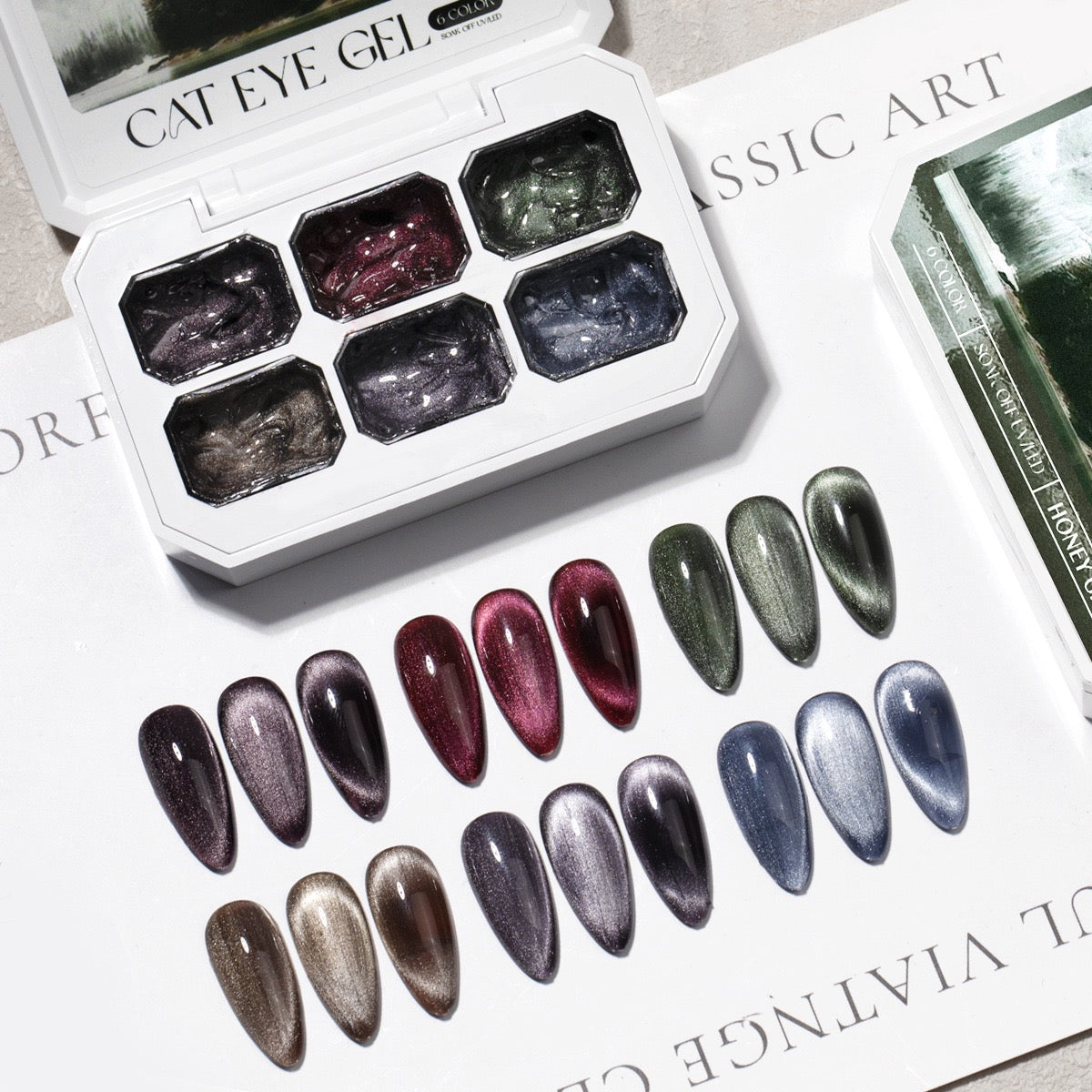 6 Colors Chameleon Cat Eye Gel Set Shiny Magnetic Nail Art UV‑LED Soak‑Off Gel Polish Kit