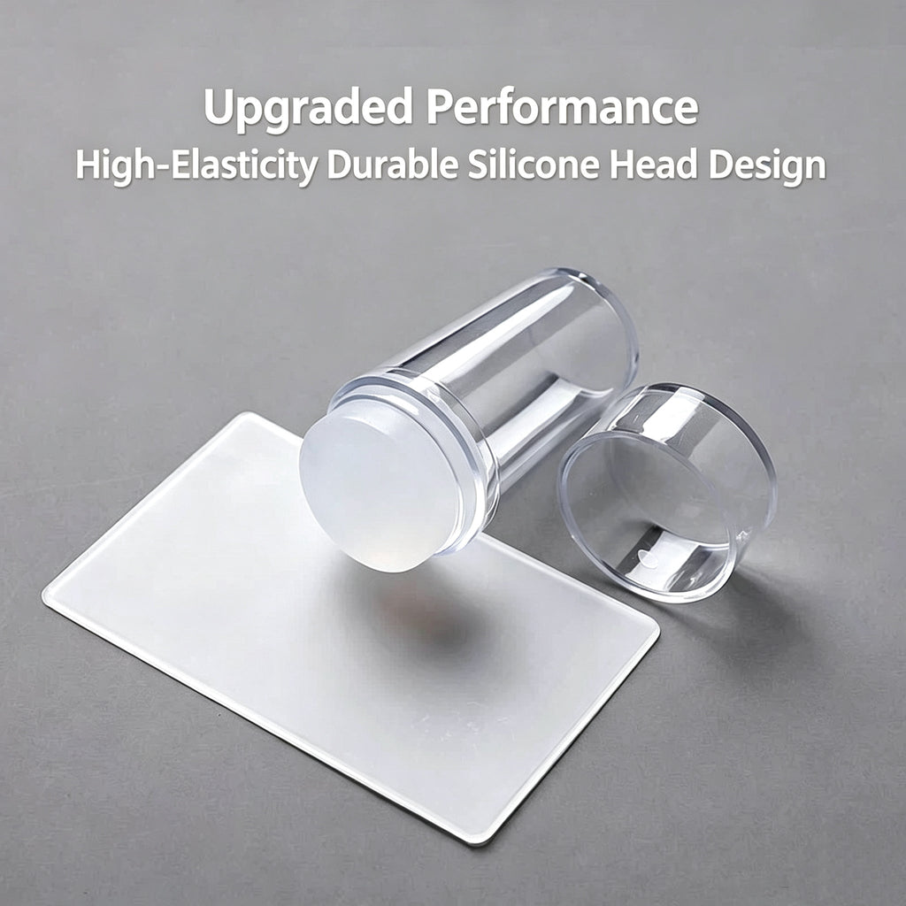 ANTINAI Clear Silicone French Tip Nail Stamper & Scraper Set | Soft Tear-Resistant Stamping Tool