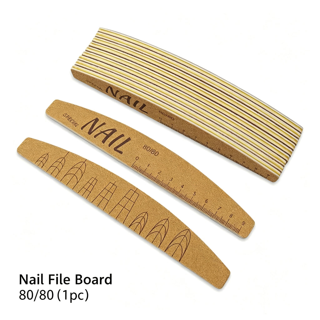 Nail Shape Scale Nail File, Double Sided Emery Board with Nail Shape Guide & Length Ruler for Salon Nail Shaping