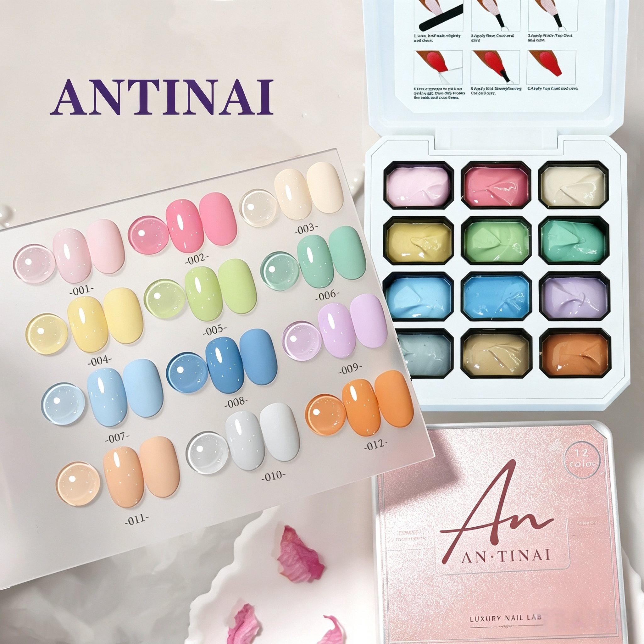 ANTINAI 12‑Colors  Patting Gel, HEMA‑Free & TPO‑Free Non‑Toxic Pigment Paste, Professional Salon Nail Supplies