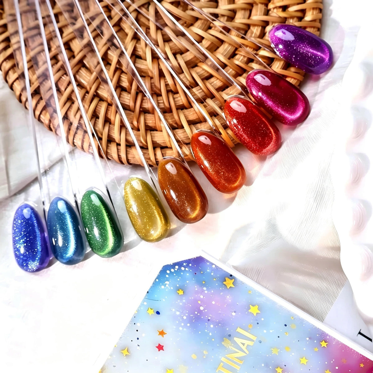 ANTINAI C‑02 Solid Crushed Diamond Gel Palette, 9 Colors Vintage Gem Soak‑off UV LED Nail Gel