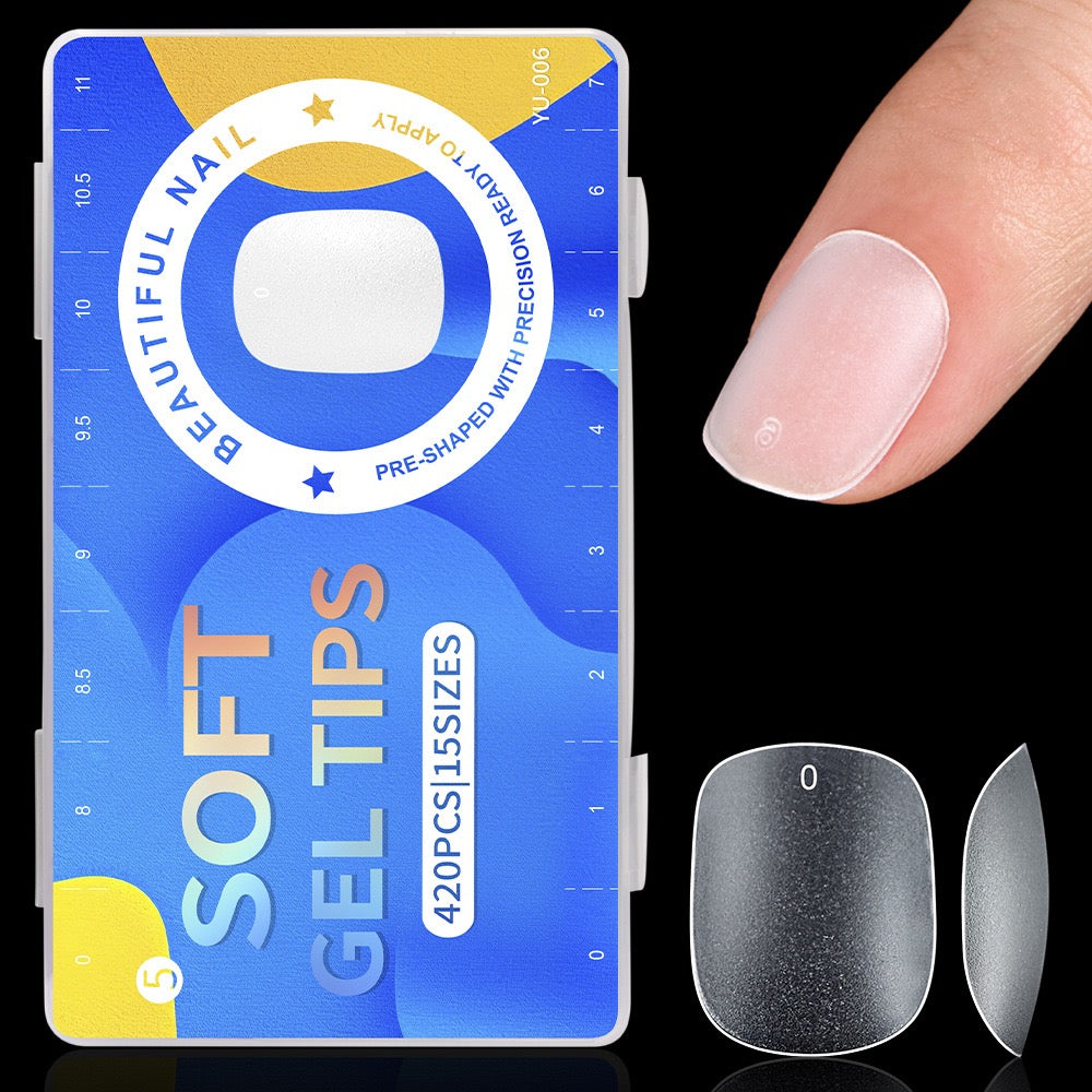ANTINAI Double Side Matte Soft Gel Nail Tips – File-Free Pre-Buffed Full Cover False Nails for Nail Extension DIY Manicure