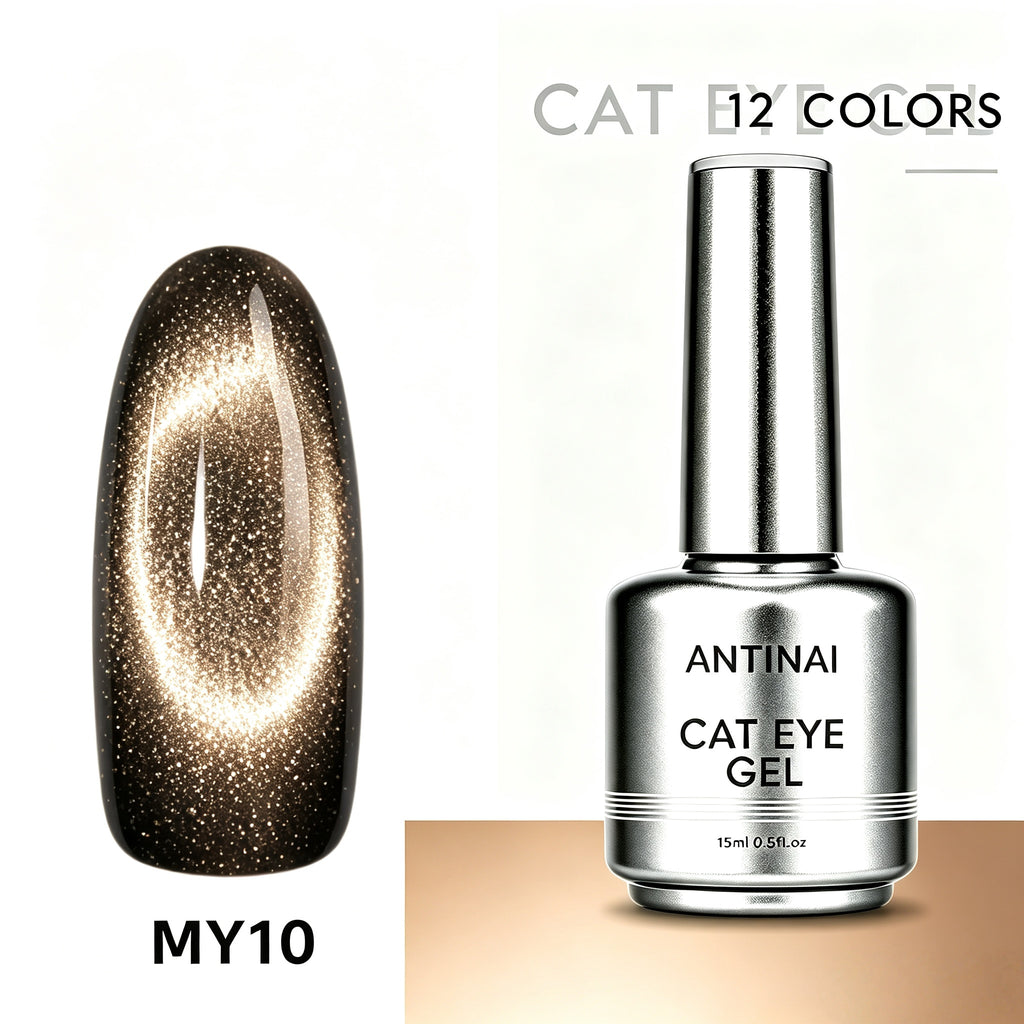 12‑Colors Jasper Magnetic Cateye Gel Polish Sparkling Glitter UV Gel Nail Art
