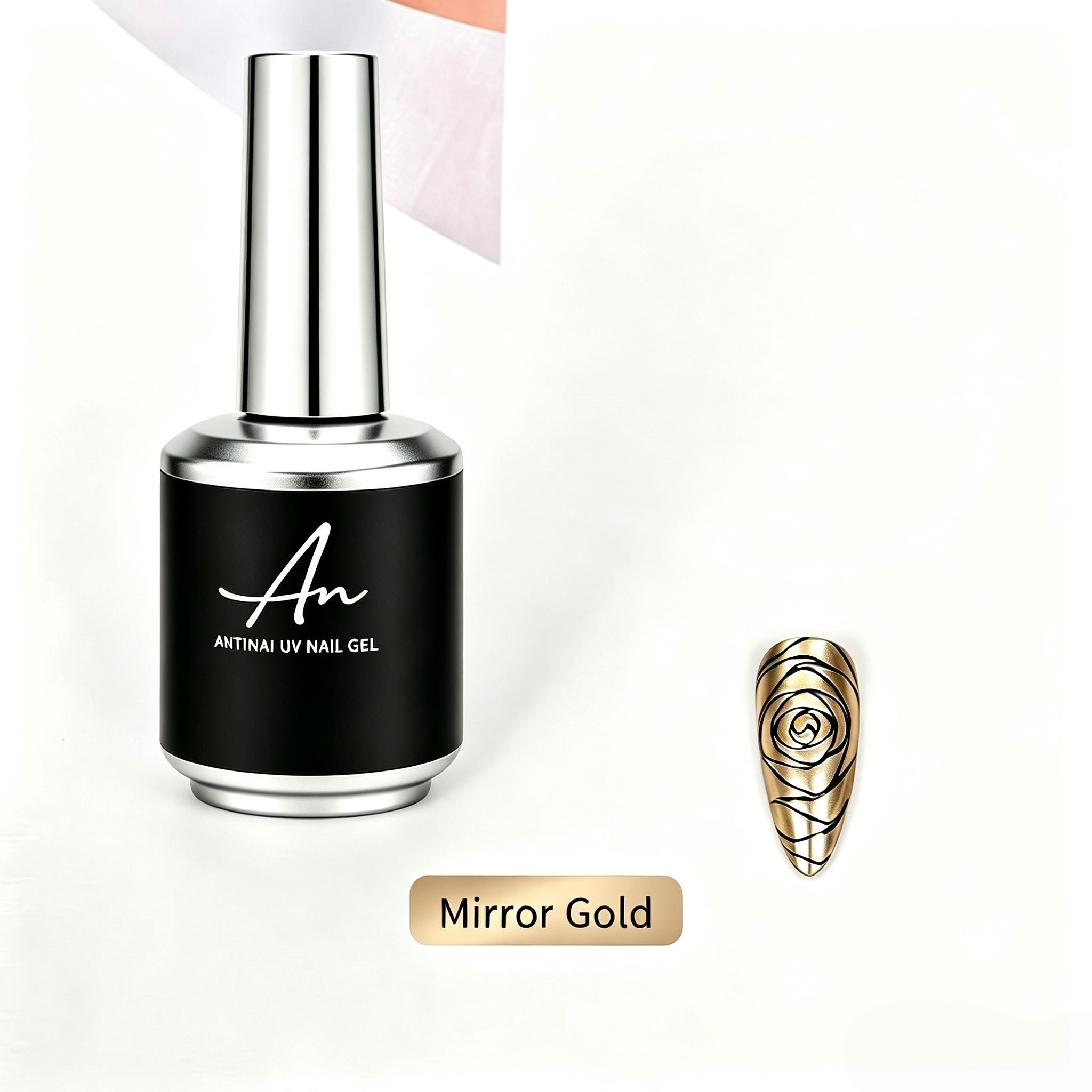 ANTINAI Mirror Metal Painting Gel, Mirror Gold & Silver Metallic Liner Gel for Nail Salon Art
