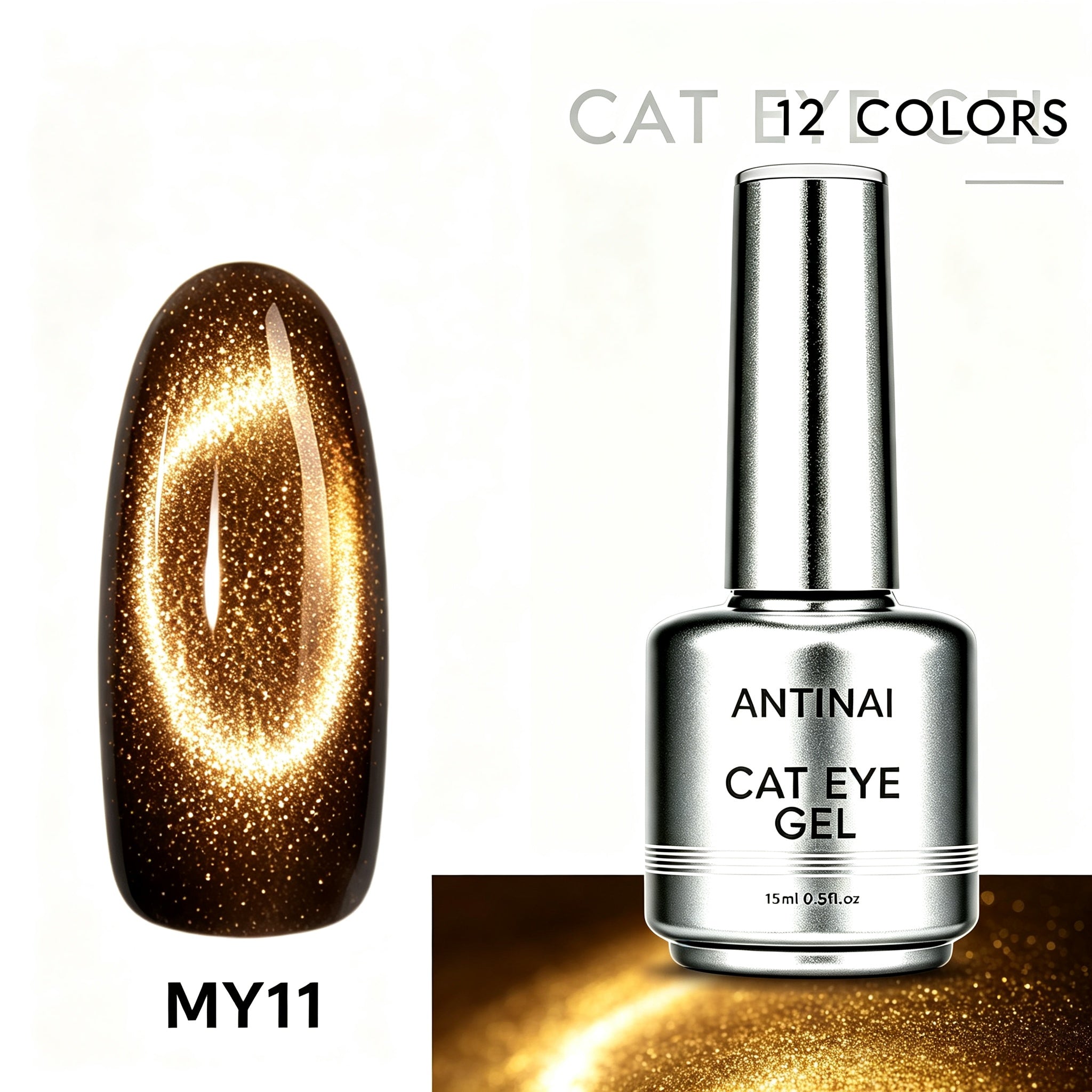12‑Colors Jasper Magnetic Cateye Gel Polish Sparkling Glitter UV Gel Nail Art