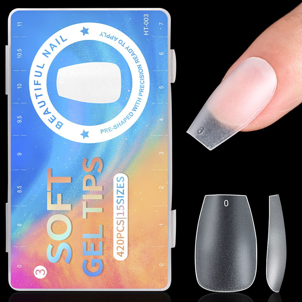 ANTINAI Double Side Matte Soft Gel Nail Tips – File-Free Pre-Buffed Full Cover False Nails for Nail Extension DIY Manicure