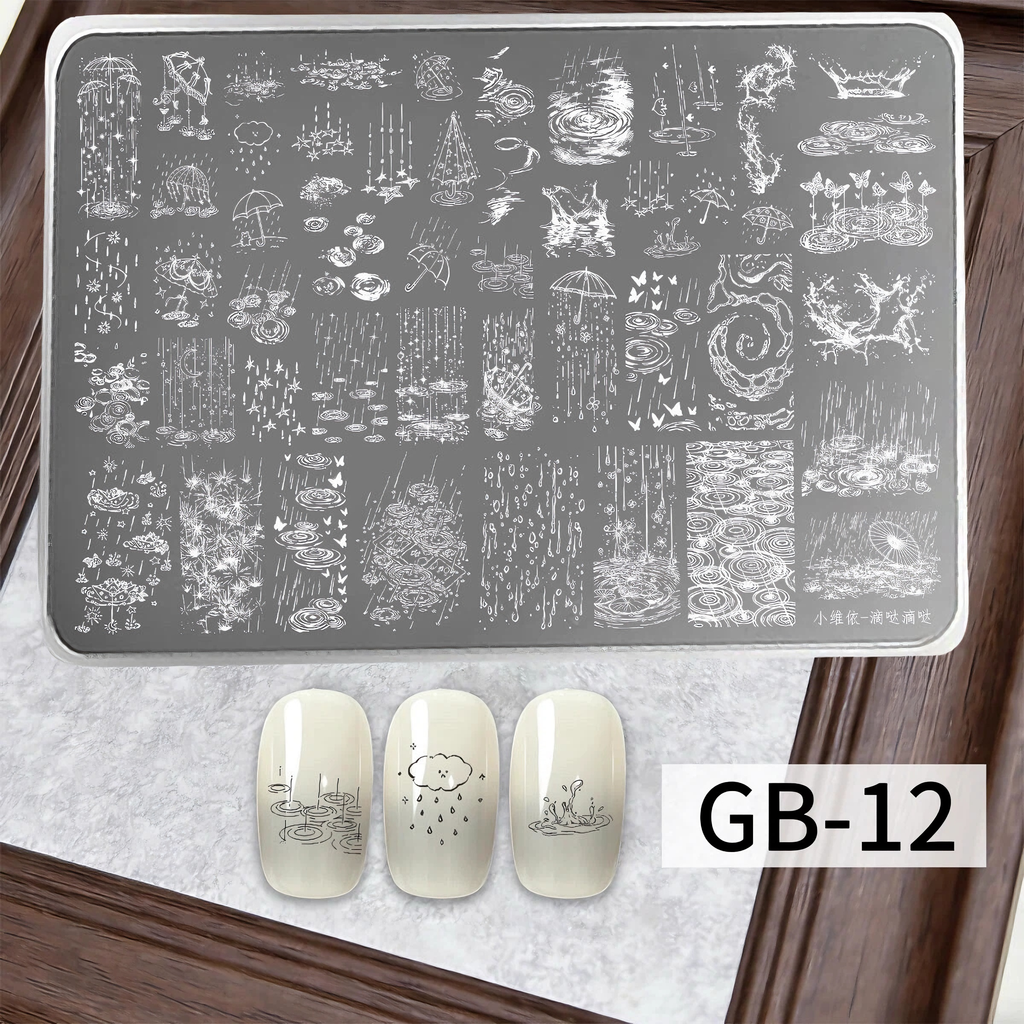 Nail Stamping Plates Set 12 Styles Lace Checkerboard Floral Butterfly Image Plates For DIY Nail Art Manicure Decor