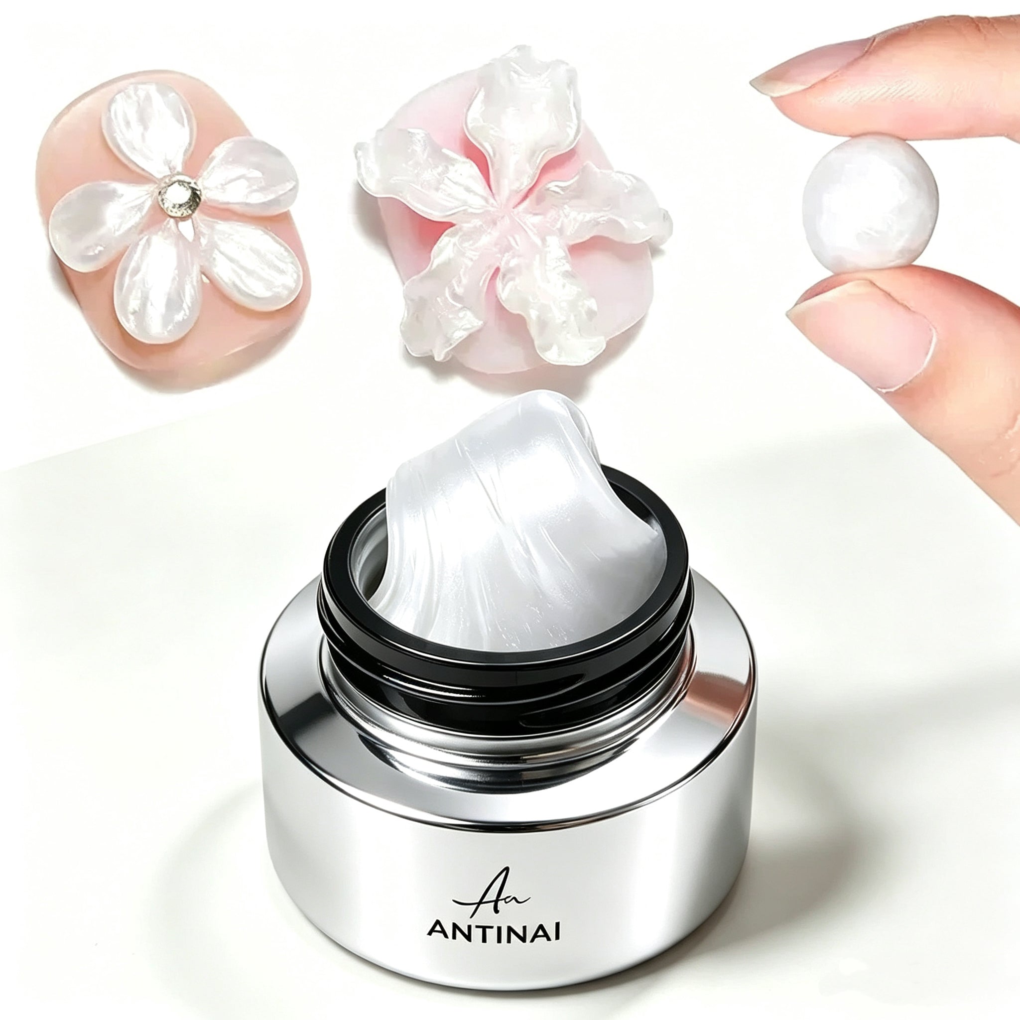 ANTINAI Pearlescent 3D Nail Sculpture Gel Non‑Flow Texture for Hand‑Carved Flower Nails