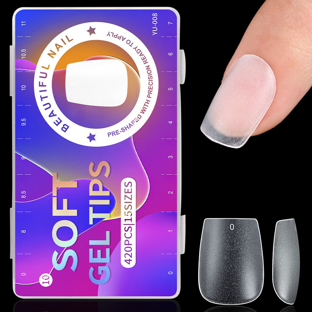 ANTINAI Double Side Matte Soft Gel Nail Tips – File-Free Pre-Buffed Full Cover False Nails for Nail Extension DIY Manicure