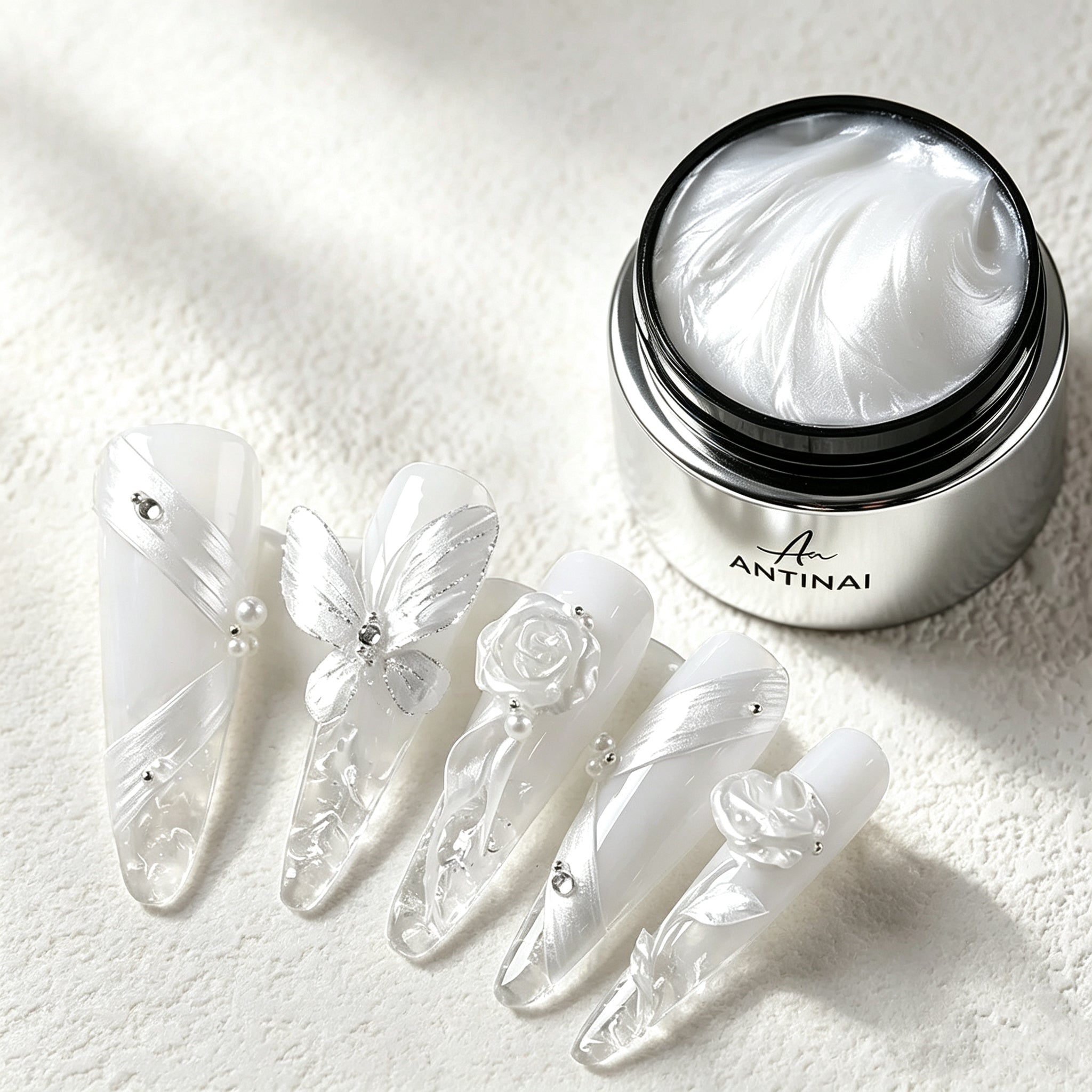 ANTINAI Pearlescent 3D Nail Sculpture Gel Non‑Flow Texture for Hand‑Carved Flower Nails