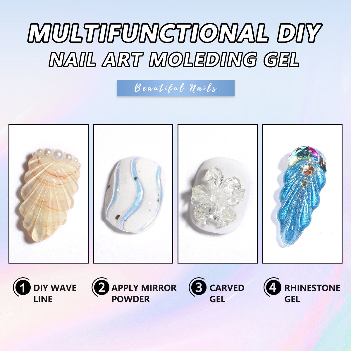ANTINAI 12 Colors Molding Gel, 3D Sculpture Nail Art Gel, Self‑Leveling Low Odor Nail Carving Gel