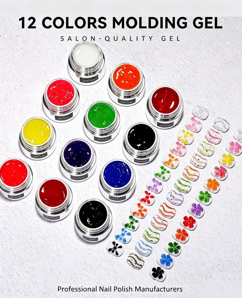 ANTINAI 12 Colors Molding Gel, 3D Sculpture Nail Art Gel, Self‑Leveling Low Odor Nail Carving Gel