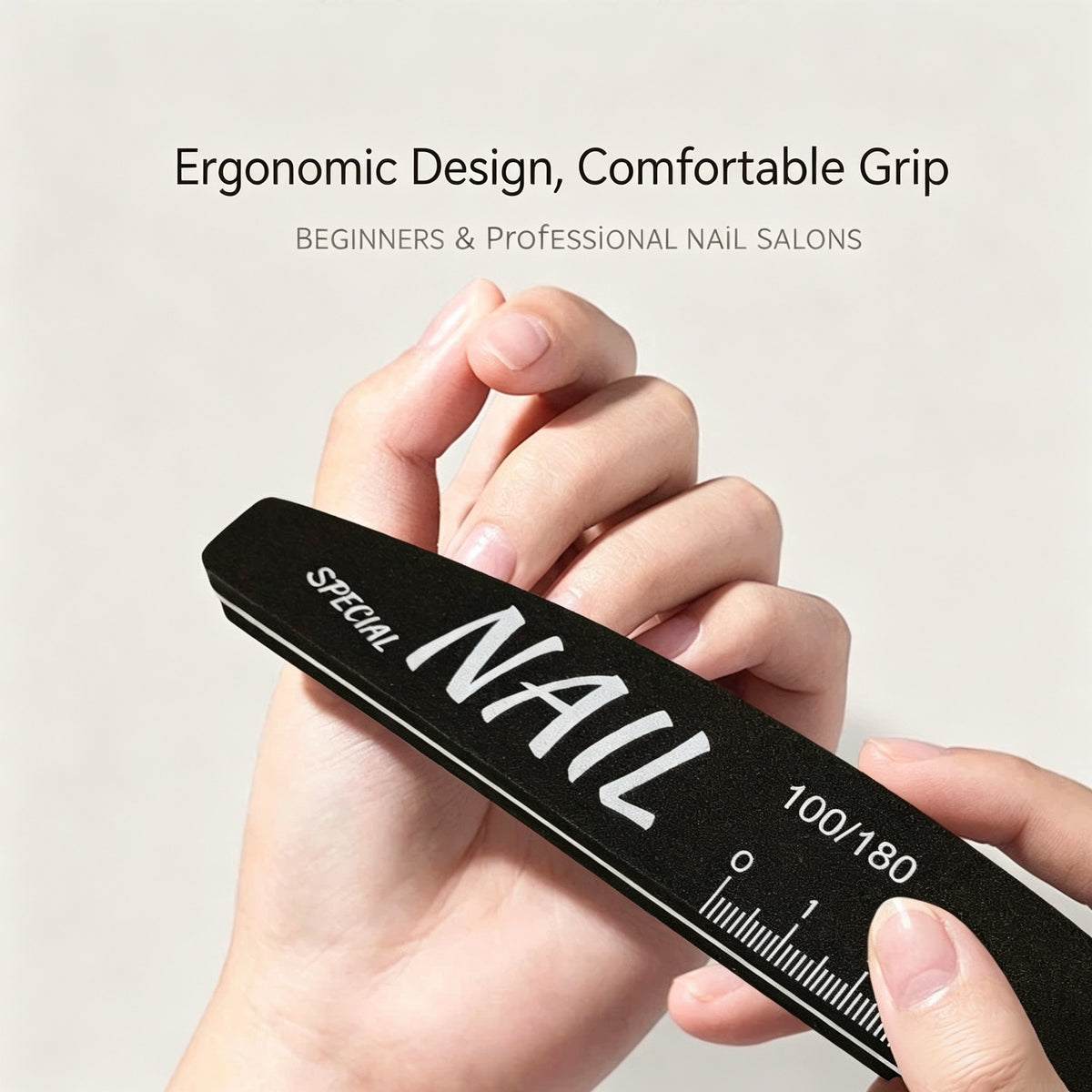 Nail Shape Scale Nail File, Double Sided Emery Board with Nail Shape Guide & Length Ruler for Salon Nail Shaping