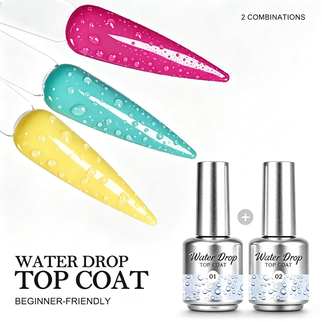 Water‑Drop Top Coat #01, Must Use With No.02, Create 3D Water‑Drop Effect Glossy Nail Gel for Nail Salon