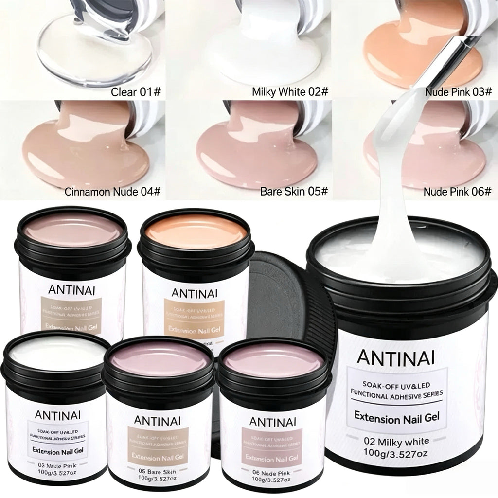 7 in 1 Builder Nail Gel, ANTINAI Multi-Functional Extension Gel for Apex Building, Nail Enhancement, Rhinestone Glue, Nail Shaping