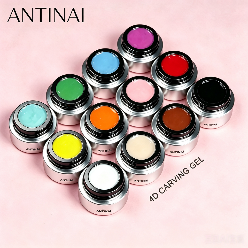 ANTINAI 12‑Colors 4D Nail Carving Gel Non‑Wipe Sculpture Gel for 3D Nail Art Modeling DIY Manicure