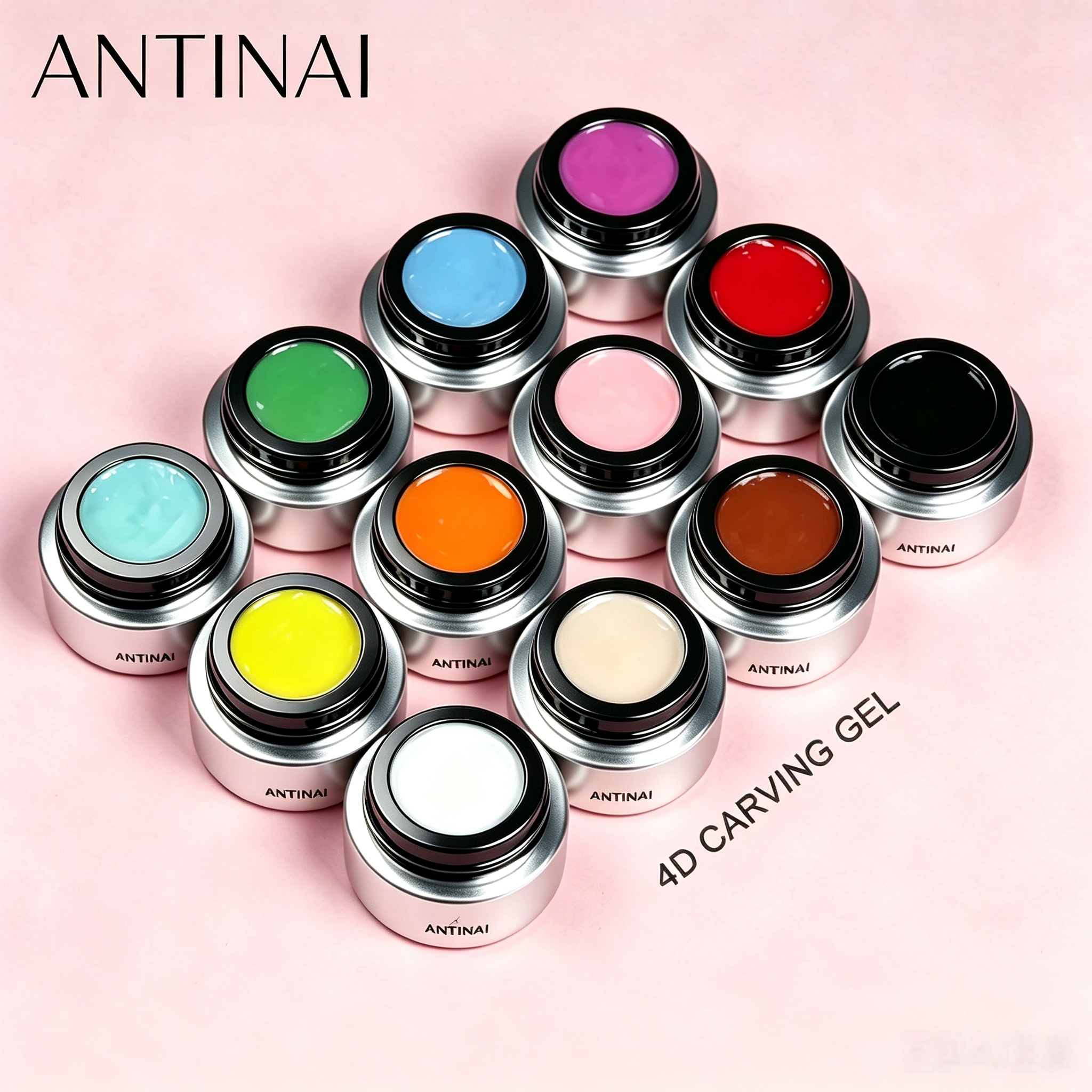 ANTINAI 12‑Colors 4D Nail Carving Gel Non‑Wipe Sculpture Gel for 3D Nail Art Modeling DIY Manicure