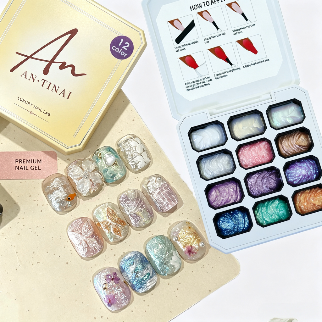 ANTINAI 12‑Colors  Patting Gel, HEMA‑Free & TPO‑Free Non‑Toxic Pigment Paste, Professional Salon Nail Supplies