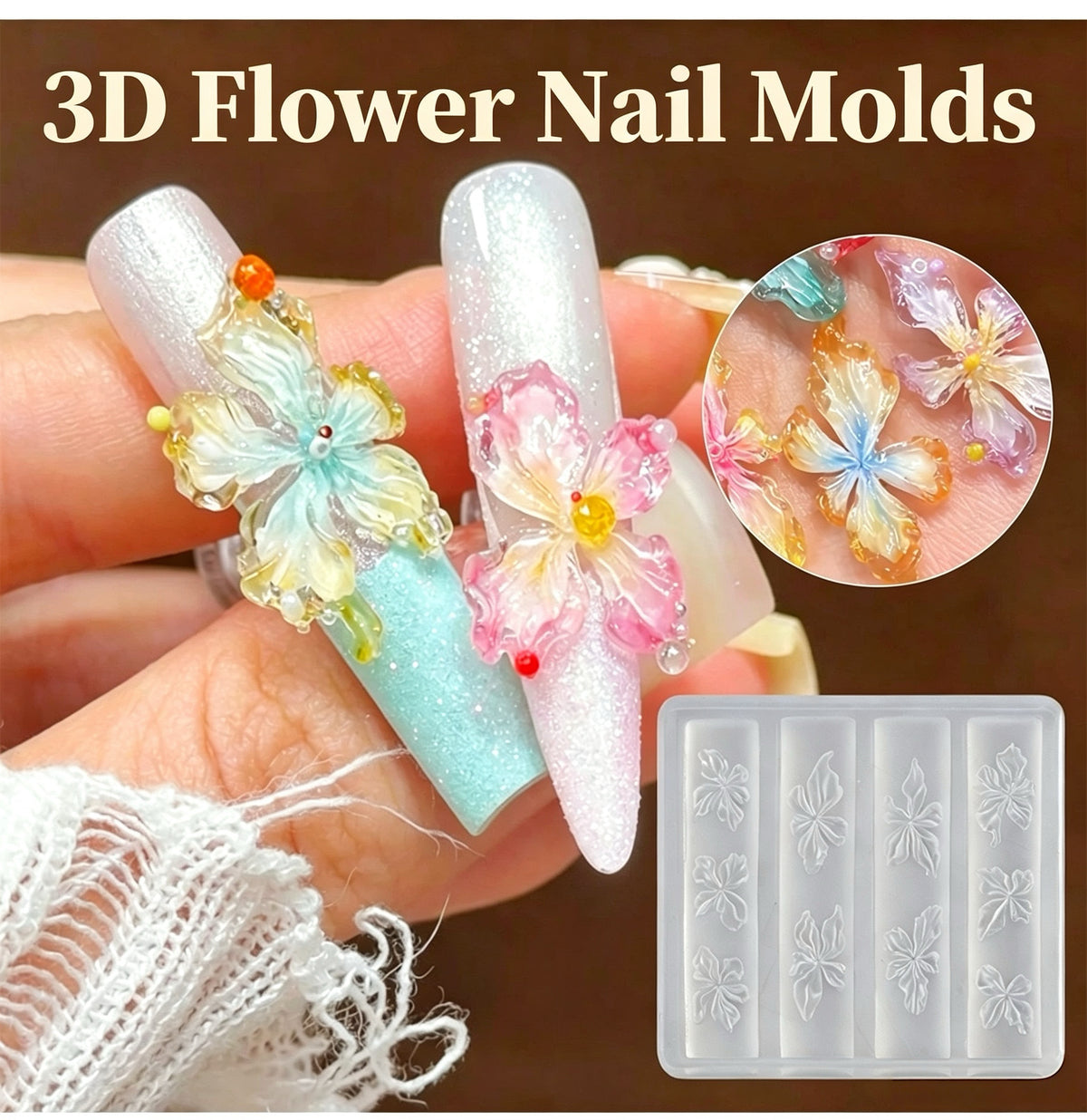 ANTINAI 3D Silicone Nail Art Molds | Embossed Nail Carving & Sculpture Silicone Templates