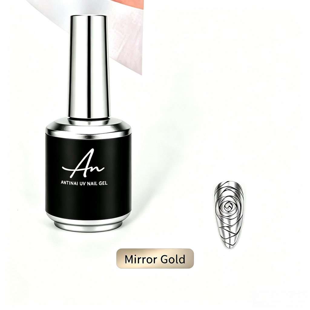ANTINAI Mirror Metal Painting Gel, Gold, Silver & Pearl White Air-Dry Metallic Liner Gel for Nail Salon Art
