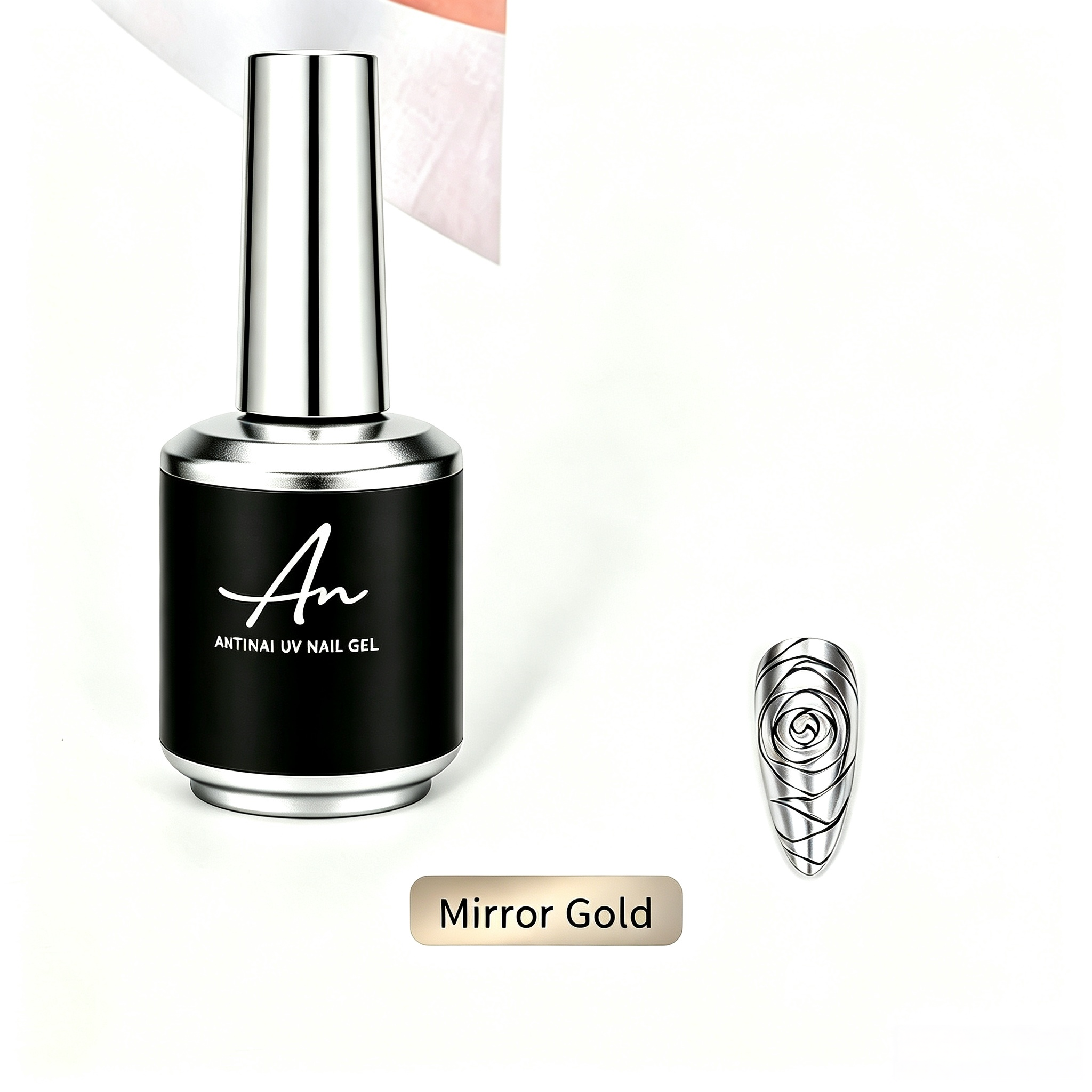 ANTINAI Mirror Metal Painting Gel, Mirror Gold & Silver Metallic Liner Gel for Nail Salon Art