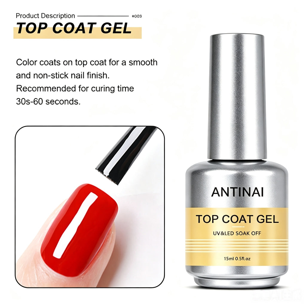 15ml ANTINAI 7‑Pcs Functional Nail Gel Kit, Rubber Base Coat, Reinforce Gel, Foil Glue Gel UV LED Soak‑Off Gel for Professional Nail Art