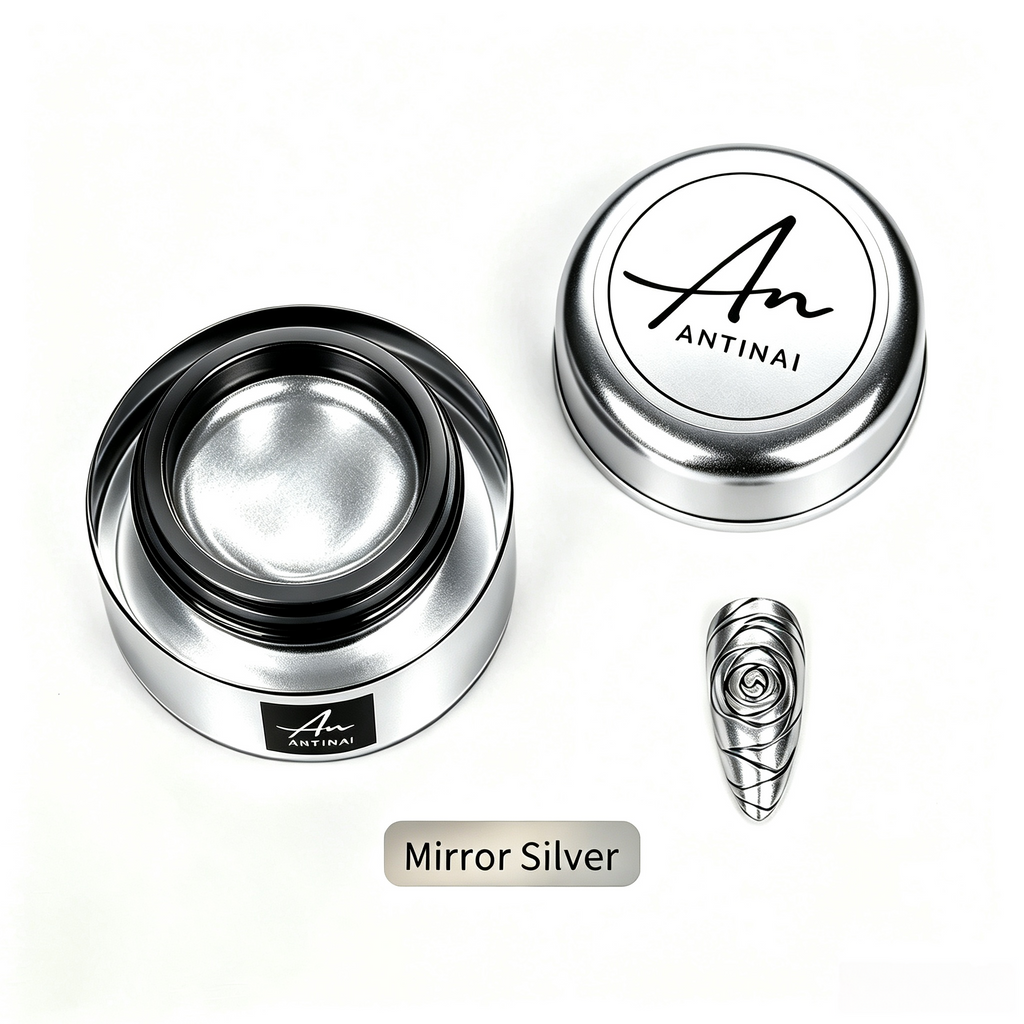 ANTINAI Mirror Metal Painting Gel, Mirror Gold & Silver Metallic Liner Gel for Nail Salon Art