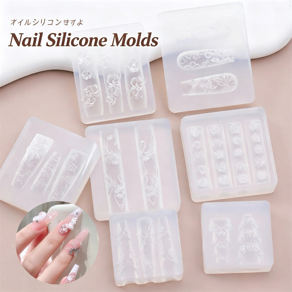 ANTINAI 3D Silicone Nail Art Molds | Embossed Nail Carving & Sculpture Silicone Templates