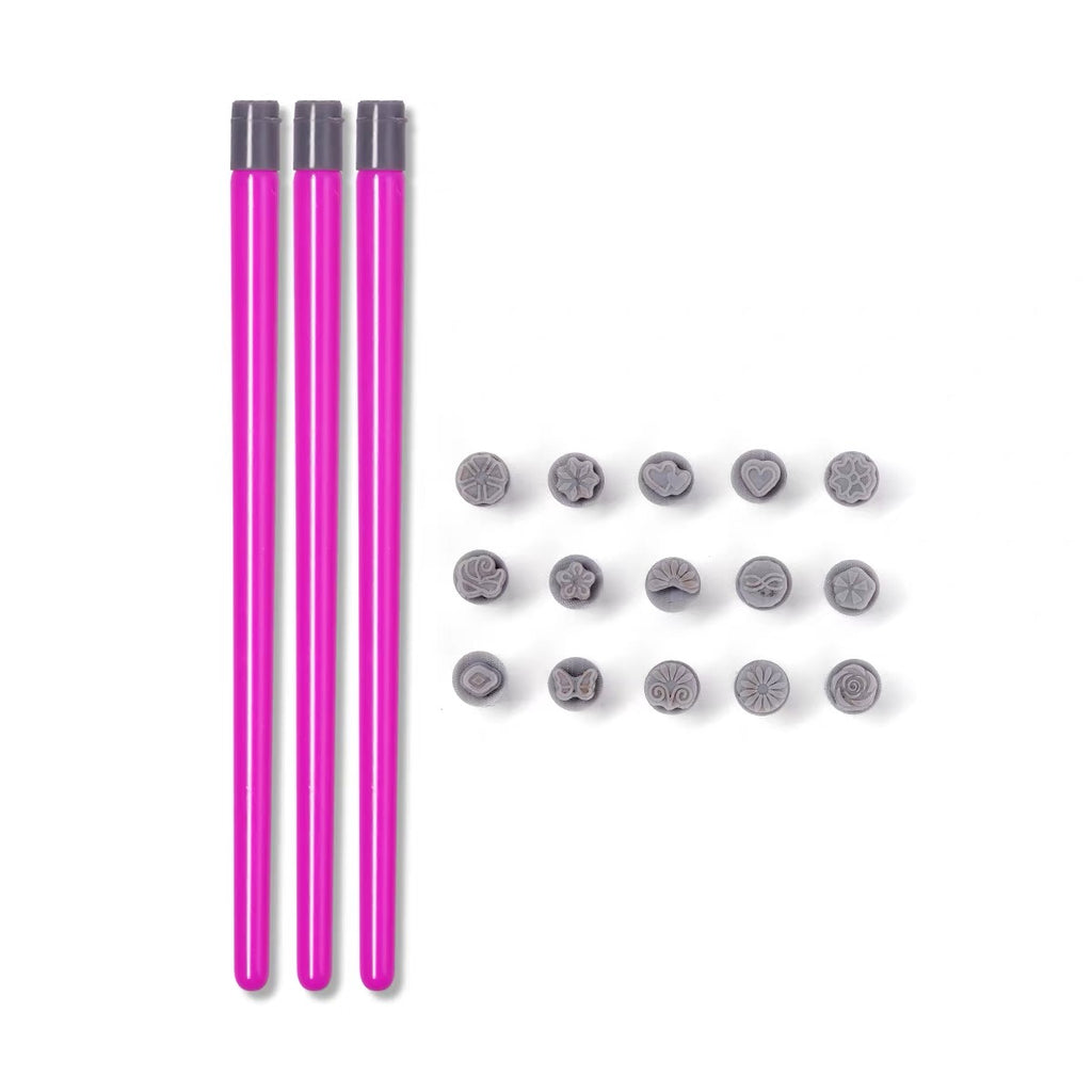 Nail Stamping Pen Set with 15 Replaceable Stamp Heads, Double Ended Nail Art Carving Stamping Tool for Beginners