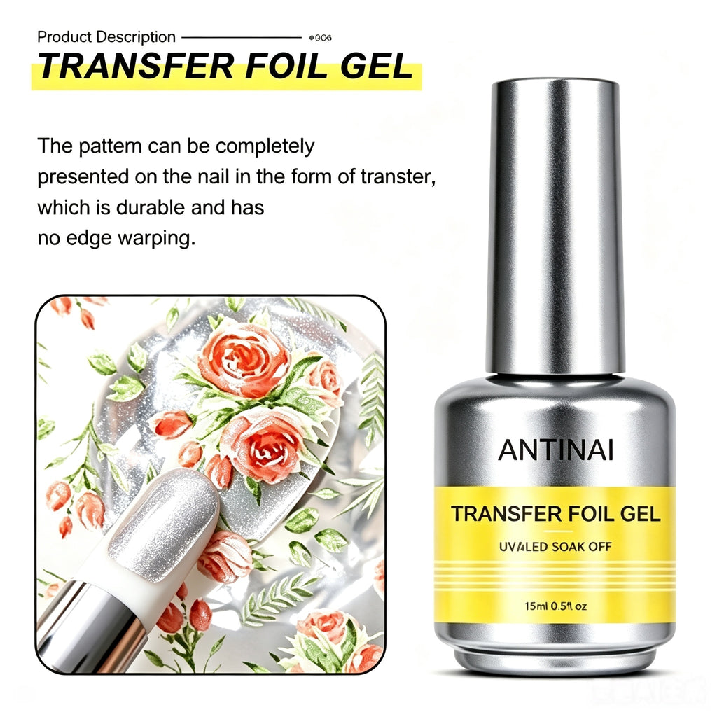 15ml ANTINAI 7‑Pcs Functional Nail Gel Kit, Rubber Base Coat, Reinforce Gel, Foil Glue Gel UV LED Soak‑Off Gel for Professional Nail Art