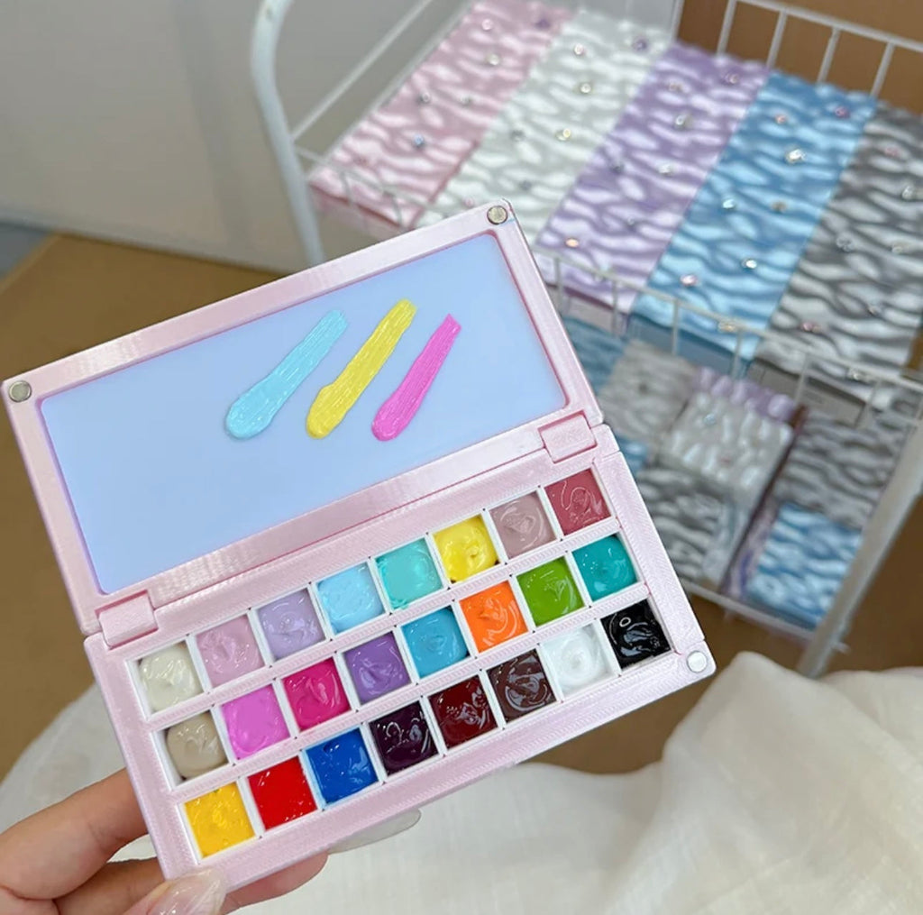 ANTINAI Silk Powder Gem Box 24-Color Solid Gel Palette | Cheese Transfer & Stamp Painting Gel