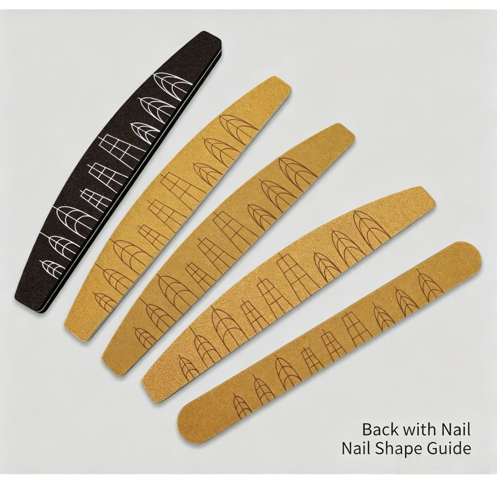 Nail Shape Scale Nail File, Double Sided Emery Board with Nail Shape Guide & Length Ruler for Salon Nail Shaping