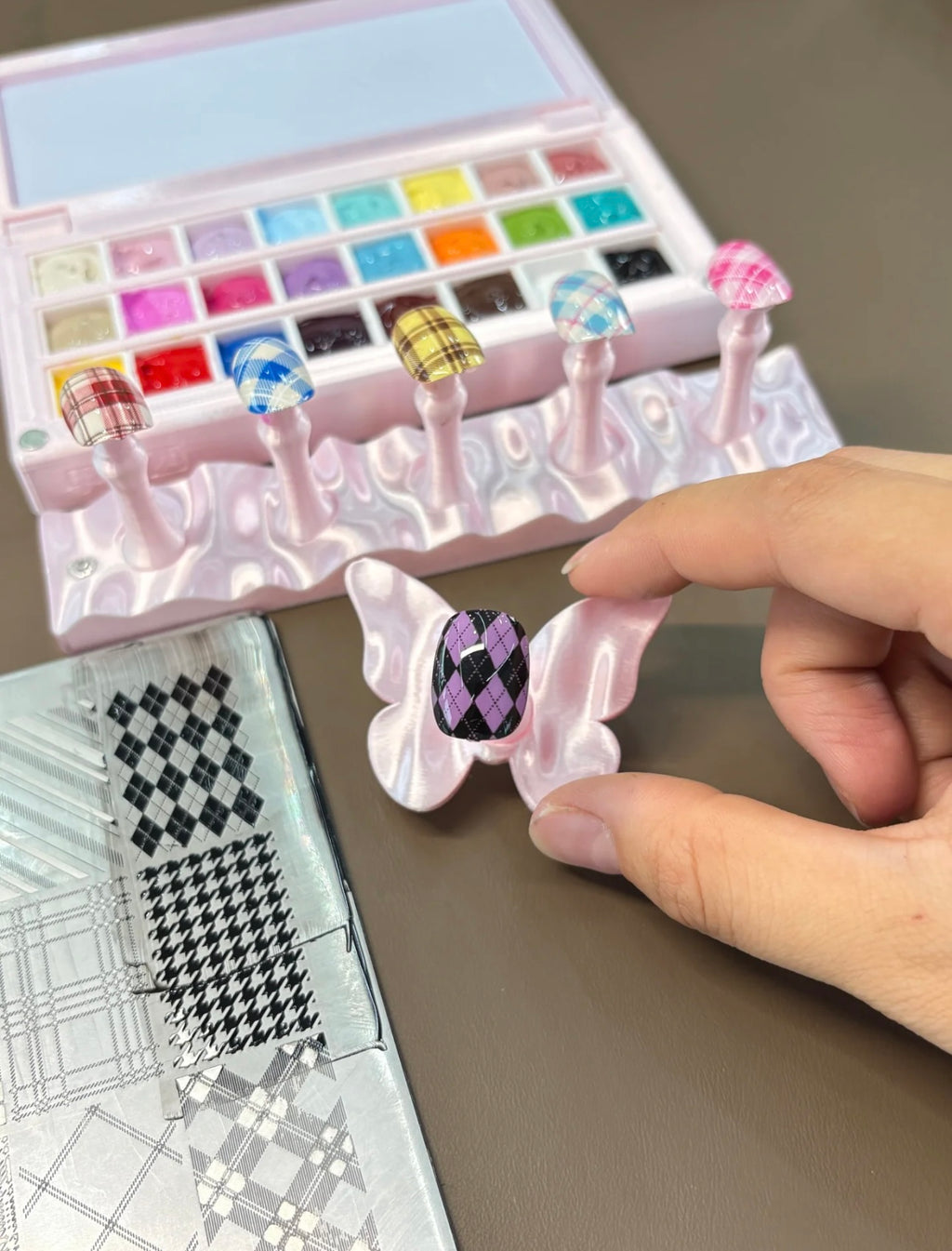 ANTINAI Silk Powder Gem Box 24-Color Solid Gel Palette | Cheese Transfer & Stamp Painting Gel