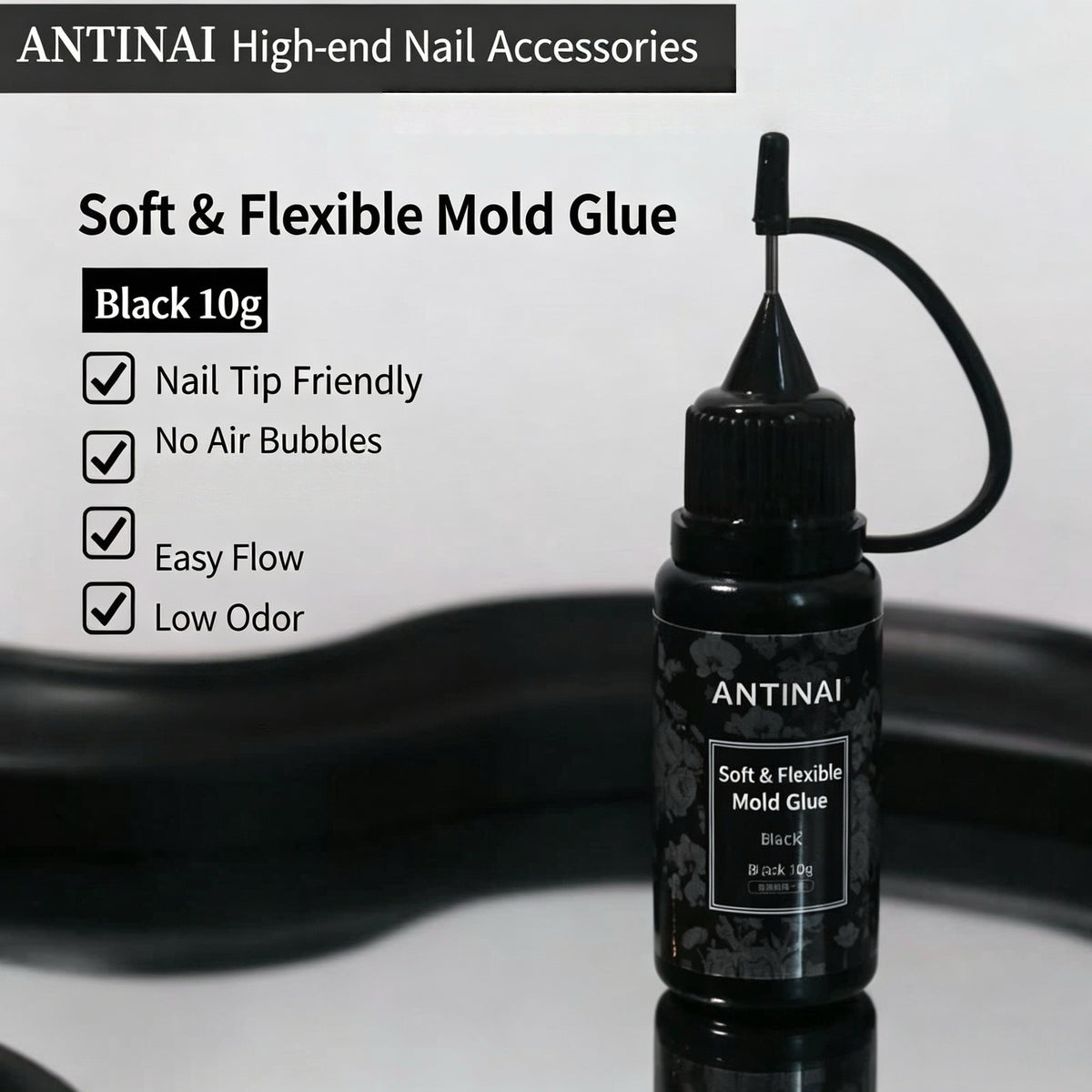 ANTINAI Soft & Flexible Mold Glue – Low‑Odor No‑Bubble UV Gel for 3D Silicone Nail Molds