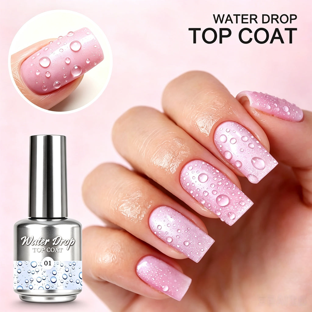 Water‑Drop Top Coat #01, Must Use With No.02, Create 3D Water‑Drop Effect Glossy Nail Gel for Nail Salon