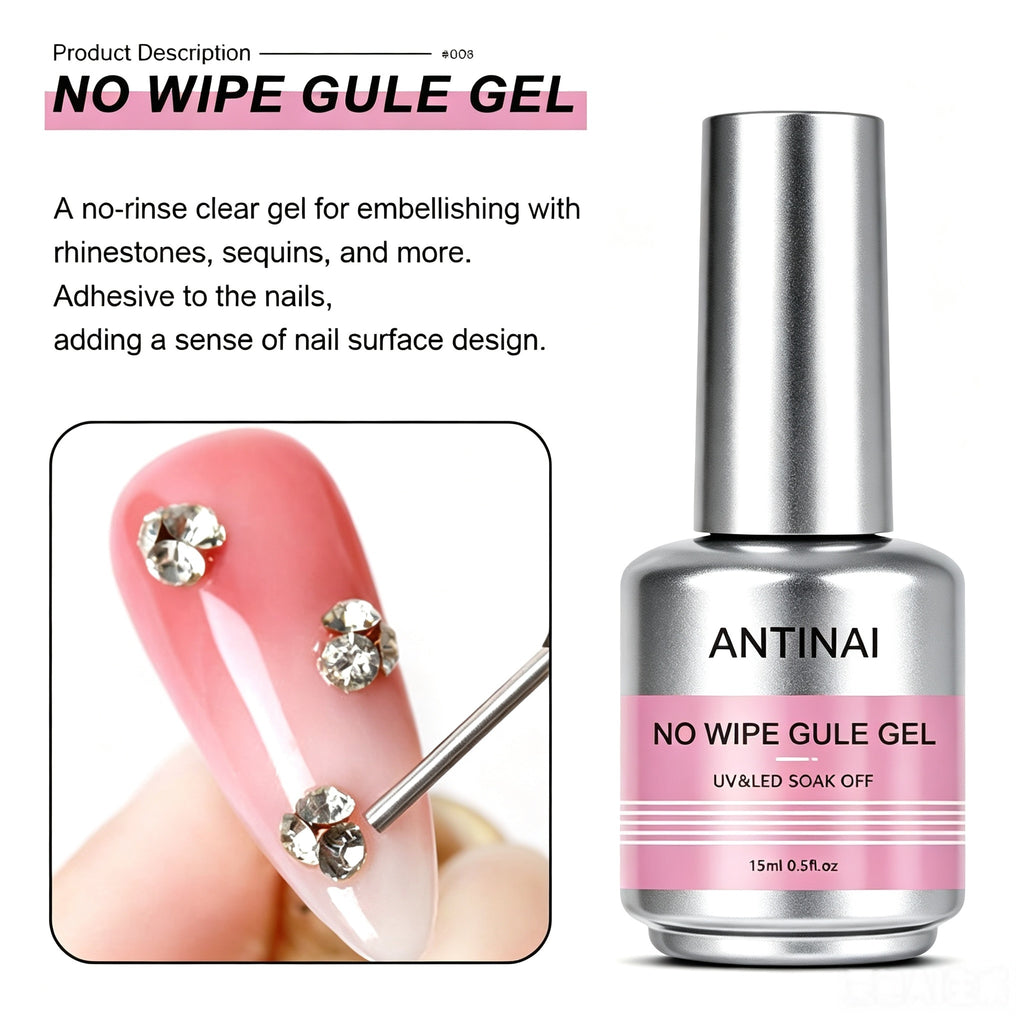 15ml ANTINAI 7‑Pcs Functional Nail Gel Kit, Rubber Base Coat, Reinforce Gel, Foil Glue Gel UV LED Soak‑Off Gel for Professional Nail Art