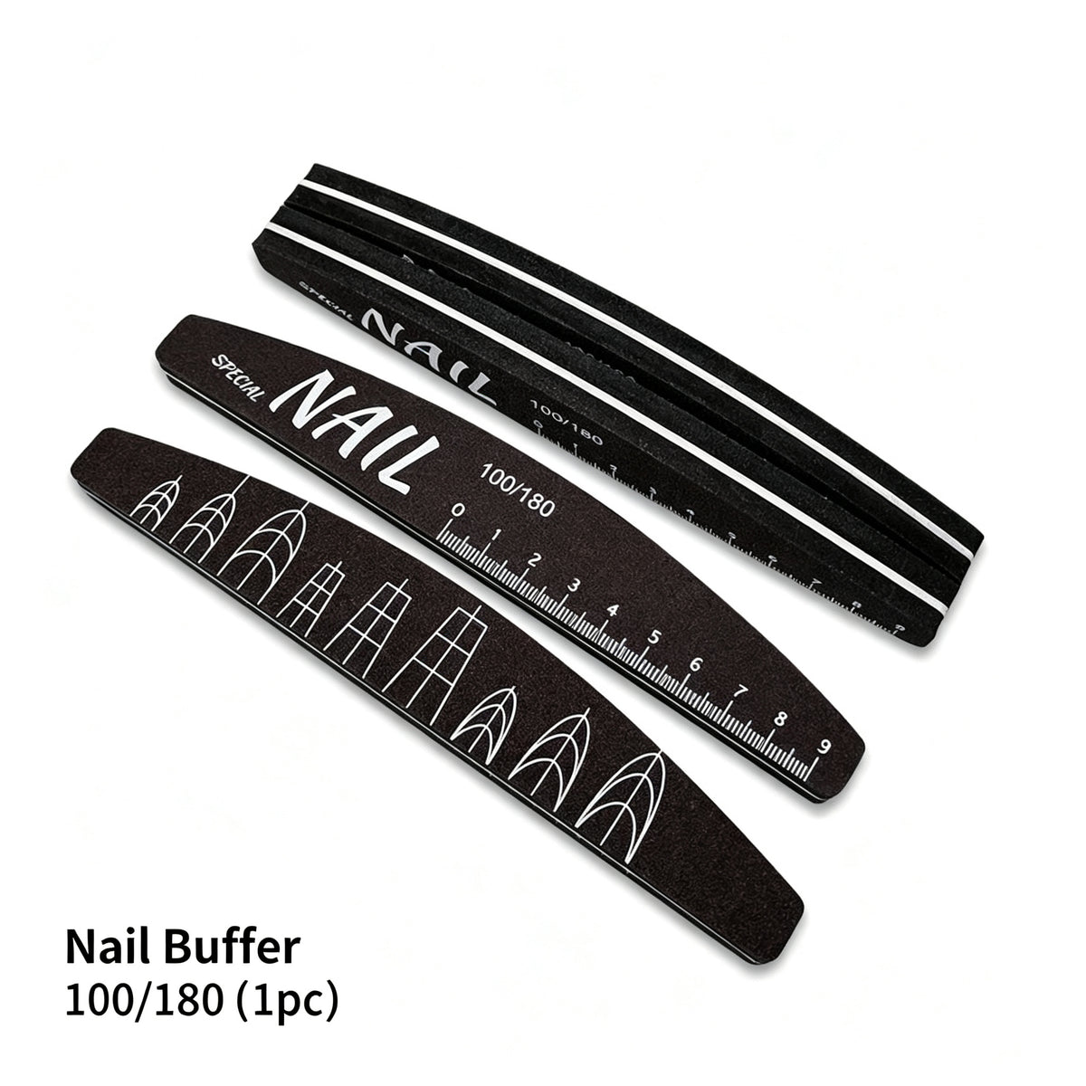 Nail Shape Scale Nail File, Double Sided Emery Board with Nail Shape Guide & Length Ruler for Salon Nail Shaping