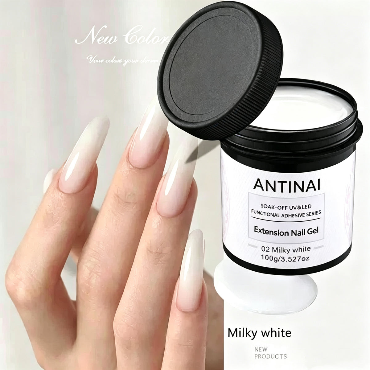 7 in 1 Builder Nail Gel, ANTINAI Multi-Functional Extension Gel for Apex Building, Nail Enhancement, Rhinestone Glue, Nail Shaping