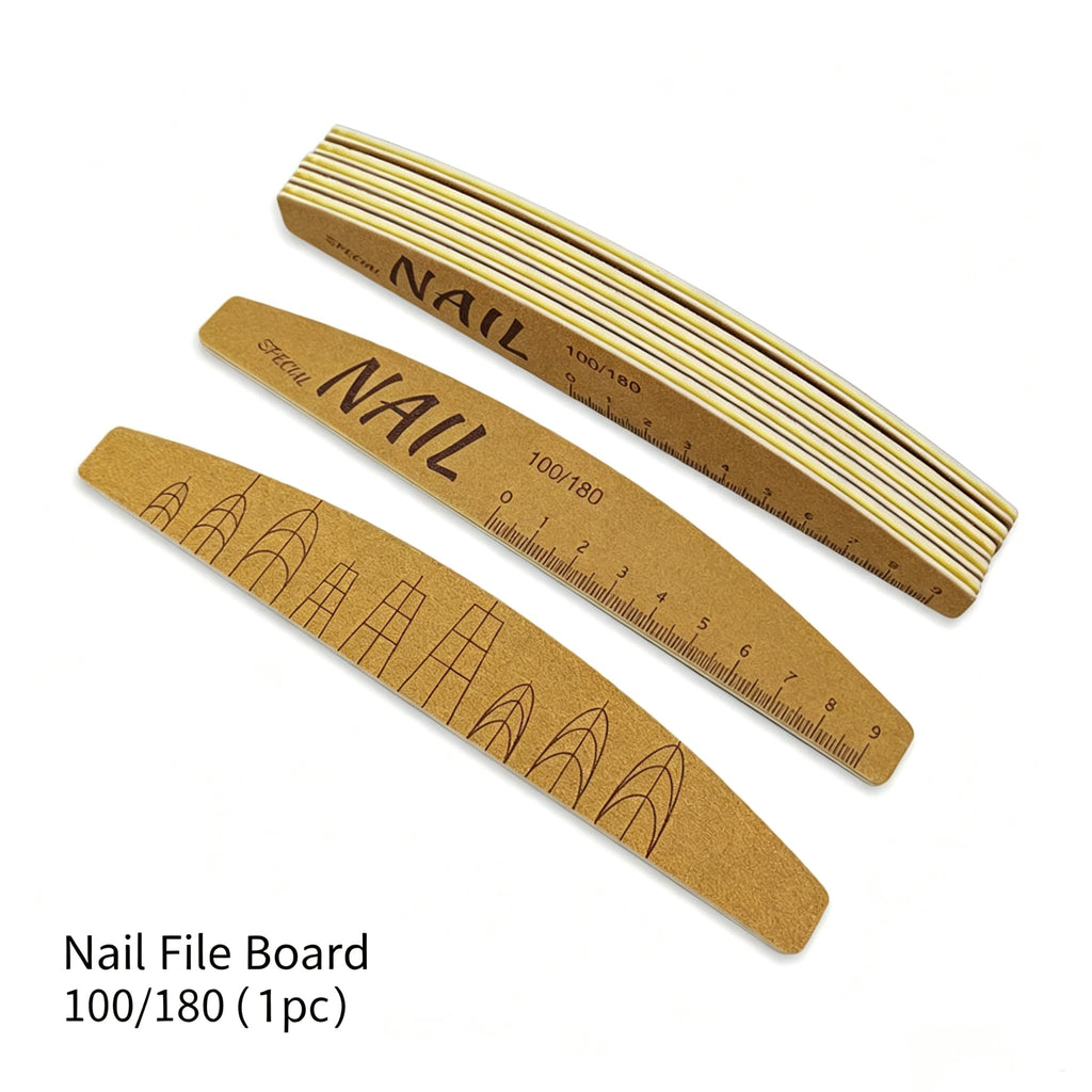Nail Shape Scale Nail File, Double Sided Emery Board with Nail Shape Guide & Length Ruler for Salon Nail Shaping