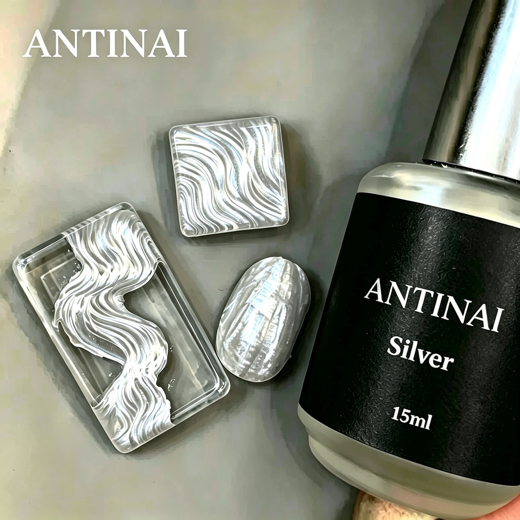 ANTINAI Mirror Metal Painting Gel, Gold, Silver & Pearl White Air-Dry Metallic Liner Gel for Nail Salon Art